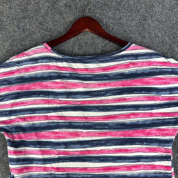 Chicos Weekends Top Womens Medium Stripe Cotton Stretch Tee Short Sleeve Pullove - Picture 8 of 8